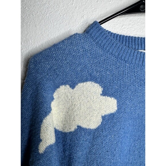 THML Blue Cloud Print Knit Sweater Pullover Women’s Medium - Picture 7 of 14